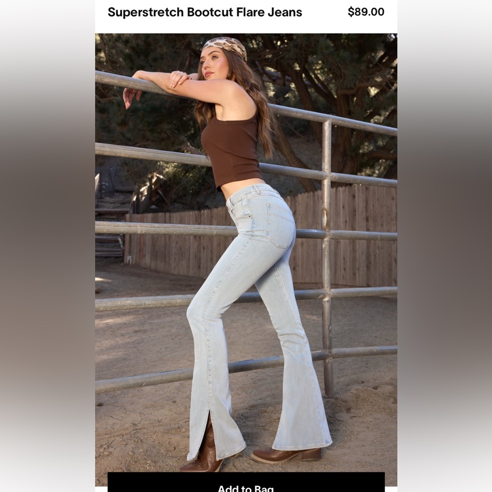 Popflex Superstretch Midrise Bootcut Flare Jeans - Medium, 32”inseam